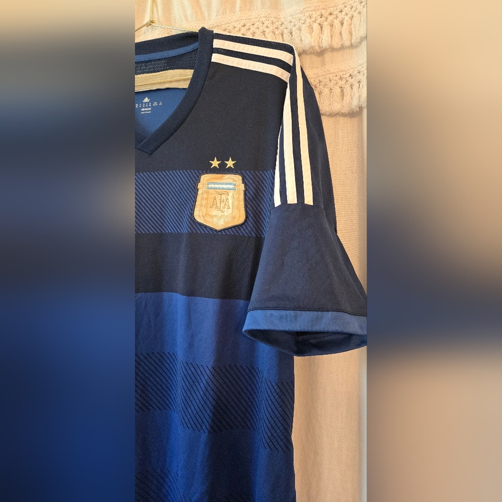 Adidas Climalite Men's Navy Blue Striped Argentina Soccer Jersey - Picture 2 of 8